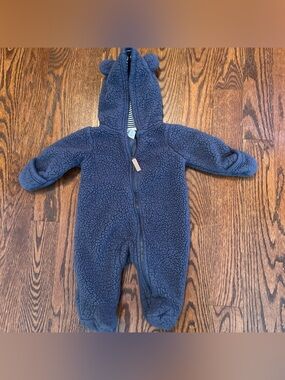 Carter’s 3 Month Baby Bear Fleece Hooded One Piece Warm Winter Outfit